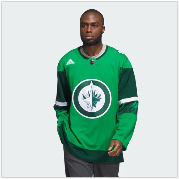 NWT Adidas NHL WINNIPEG JETS St Patricks Day Green Authentic Jersey 54, XL - Picture 2 of 7